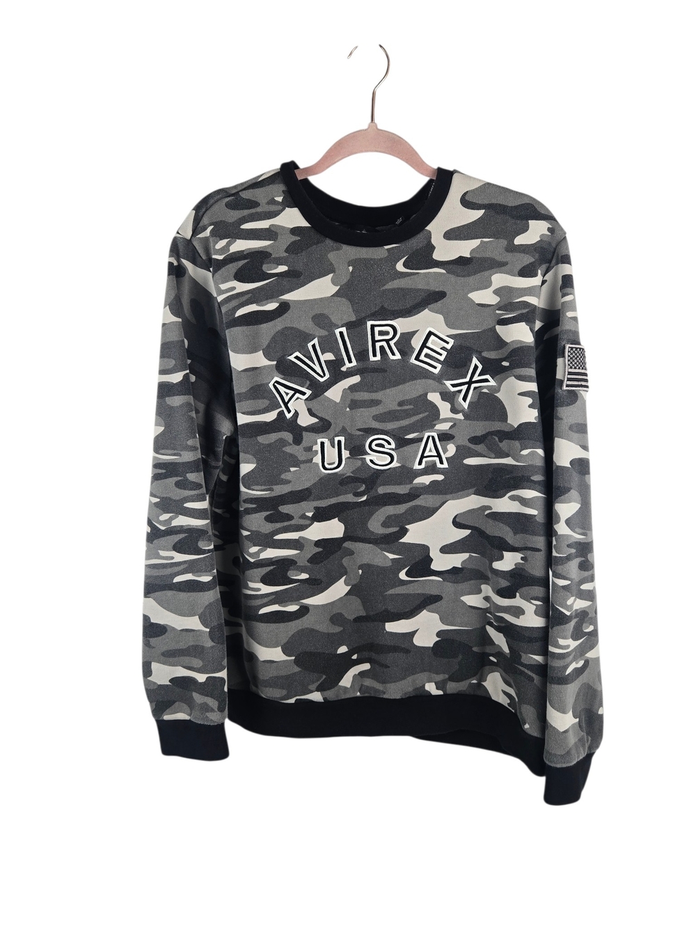 Avirex USA Camo Crewneck Sweatshirt Gray Size Large